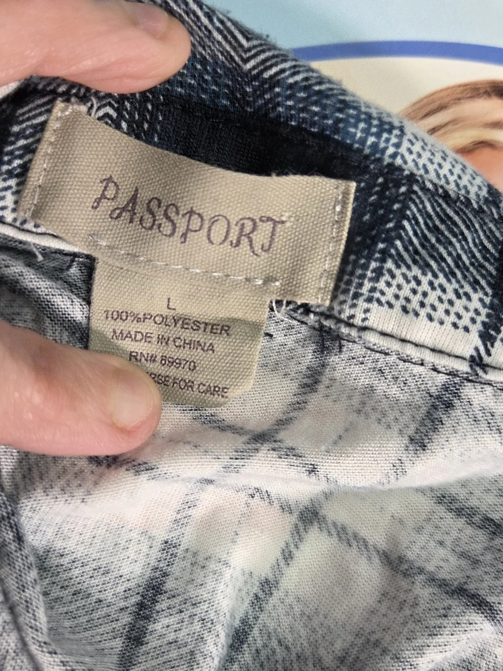 **Passport Blue and White Plaid Button-Down Shirt** - Picture 5 of 5